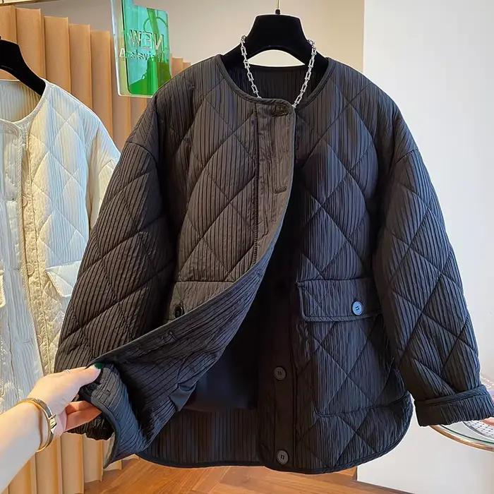 Manteau rembourré en coton adt pour femme, veste à col rond, conception de mode féminine, fouet, nic