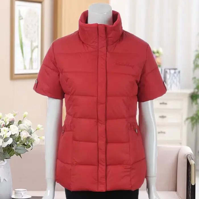 Gilet en duvet rembourré en coton pour femme, veste en émail, demi-manche, optique, chaud, décontrac