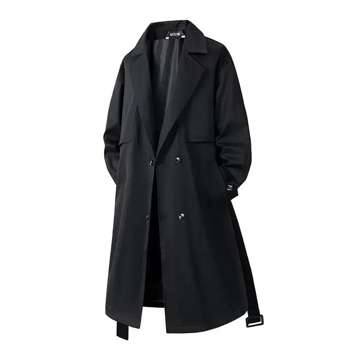 Trench-Coat militaire mi-long pour hommes, simple boutonnage, avec ceinture, Style anglais, léger, V
