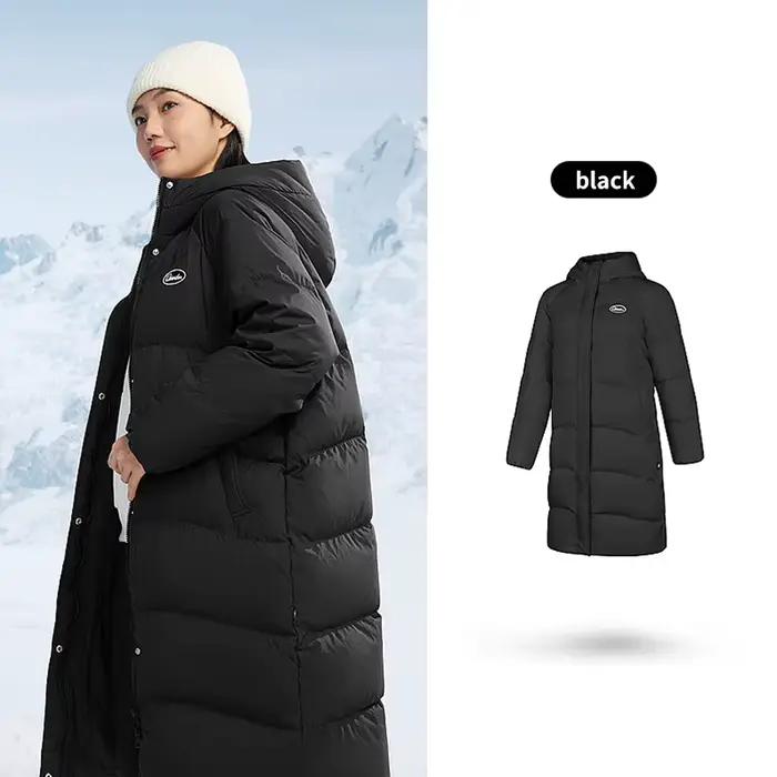 QIAODAN – doudoune mi-longue pour femme, vêtements d'extérieur chauds d'hiver, imperméables, coupe-v