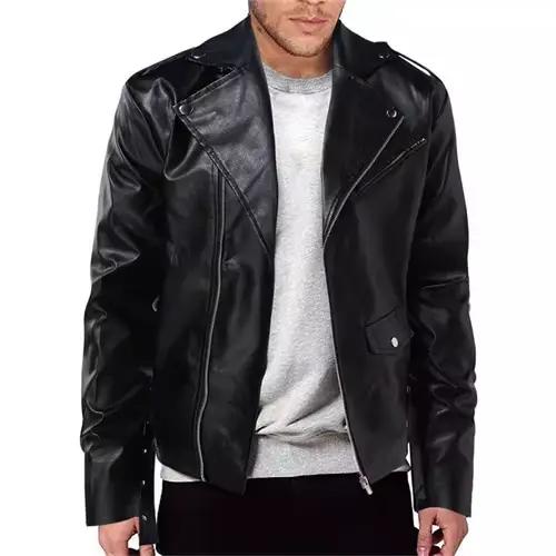 Veste d'affaires décontractée en simili cuir rouge pour hommes, manteaux de motard à fermeture éclai