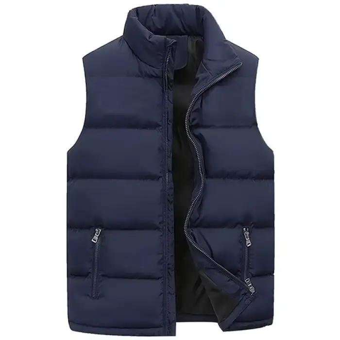 Hommes gilet veste chaude sans manches vestes hiver imperméable à l'eau manteau à glissière automne 