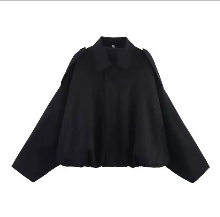 Blouson aviateur femme 2026 printemps automne, coupe ample, manches chauve-souris, en similicuir, fe