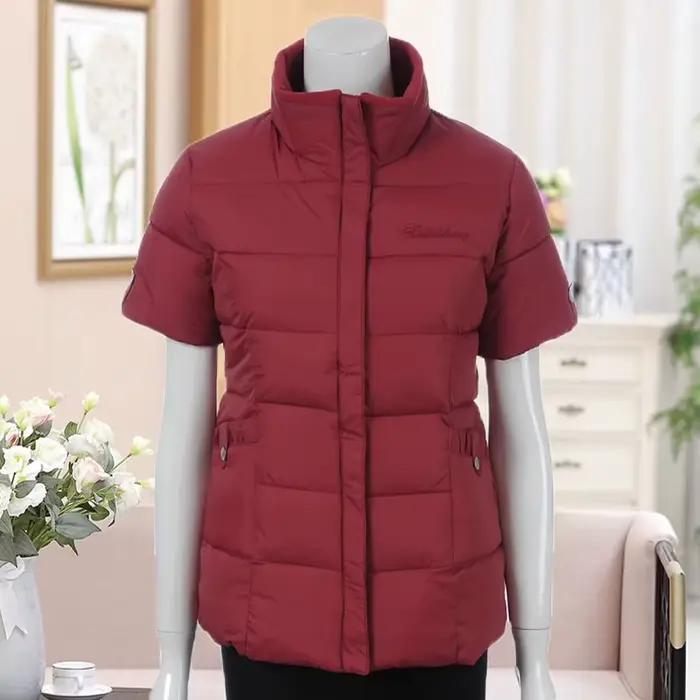 Gilet en duvet rembourré en coton pour femme, veste en émail, demi-manche, optique, chaud, décontrac