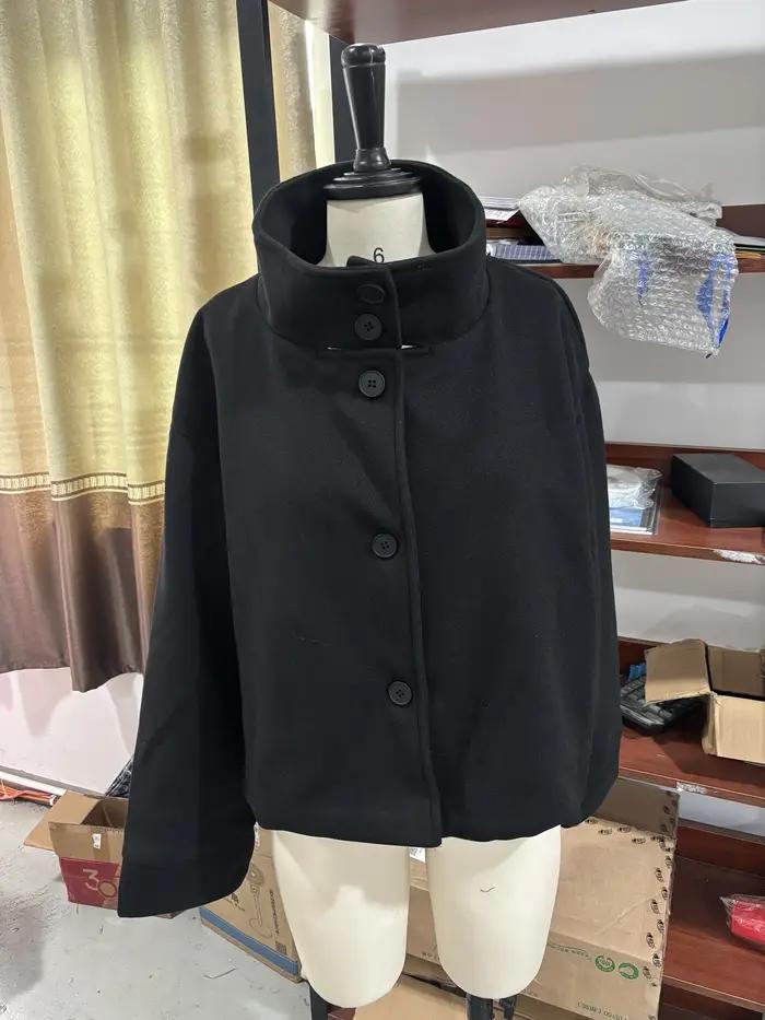 Veste femme manteau col rabattu simple boutonnage solide bouton à manches longues femme manteau rue 