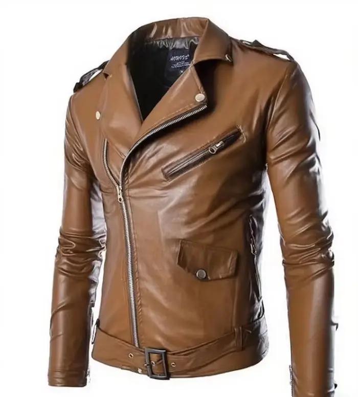 Veste en cuir pour homme, veste de motard, veste décontractée vintage pour homme, veste colorée gran