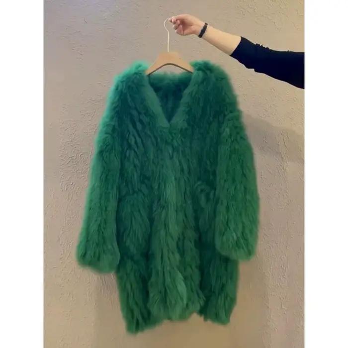 Manteau de fourrure moelleuse de luxe de haute qualité pour femme, veste en fausse fourrure douce, h