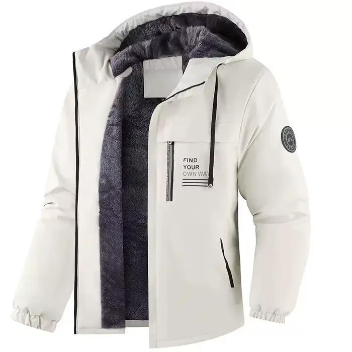 Veste d'hiver matelassée doublée polaire pour homme, manteau épais à capuche, parka chaude ample pou