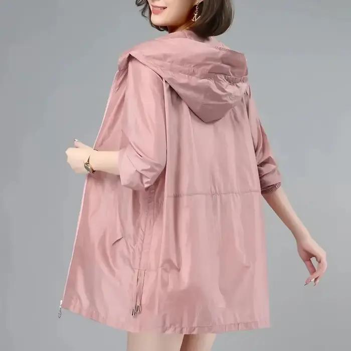 Coupe-vent femmes veste mince soleil résistant aux UV manteau à capuche en plein air à manches longu