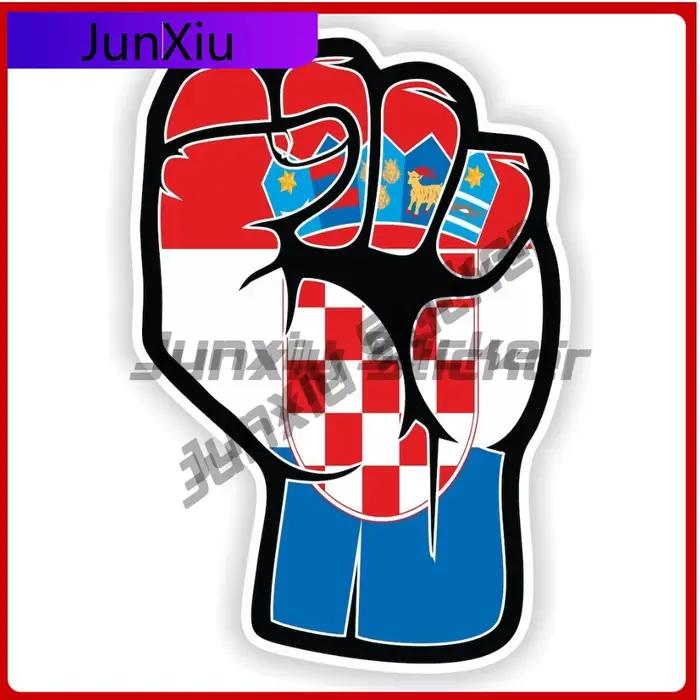 Autocollant en vinyle drapeau de la croatie, poing, main, Sige, anti-rayures, autocollants personnal