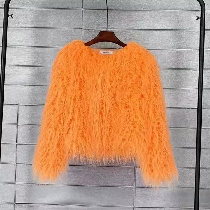 Manteaux de fourrure femmes automne hiver haut à la mode rose fausse fourrure manteau élégant épais 