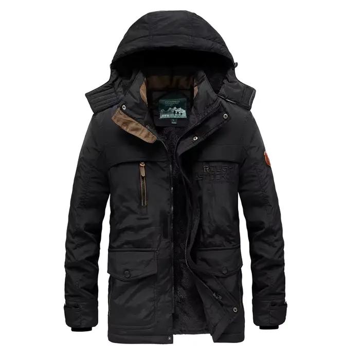 Militaire épais chaud à capuche coupe-vent hommes veste d'hiver doublure polaire extérieur Parka man