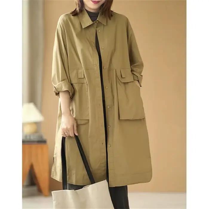 Trench-Coat pour femme, veste à manches longues, coupe-vent fin, décontracté, Protection solaire, vê