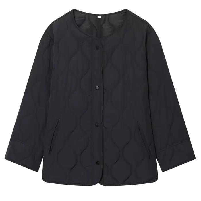 Veste matelassée pour femme, noire et verte, à manches longues, en coton rembourré, nouvelle collect