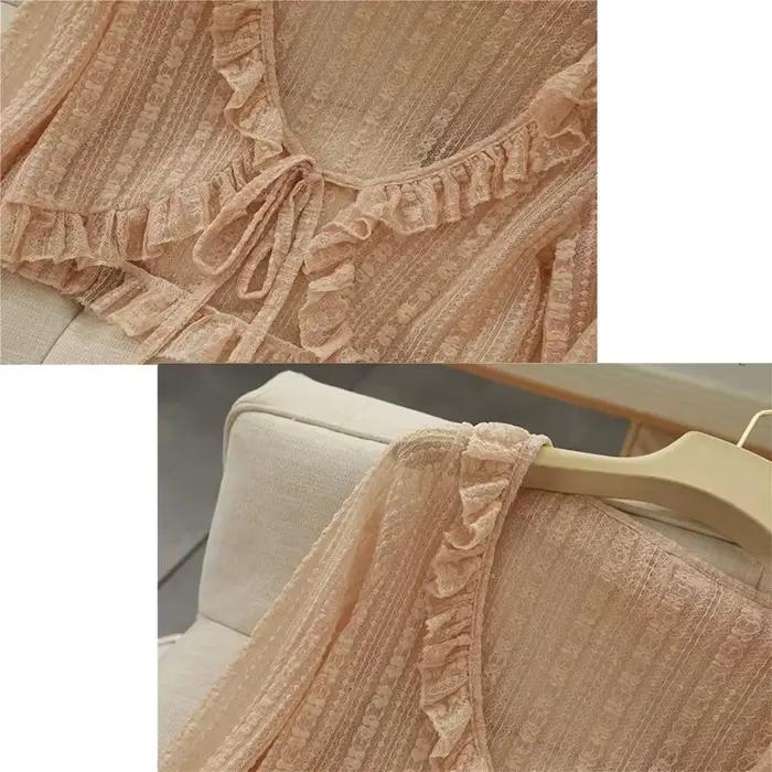 Manteau de Protection Solaire en Dentelle pour Femme, Cardigan à Volants avec Nministériels d, Chemi