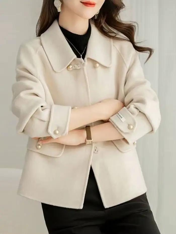 Manteaux courts solides élégants pour femme, vêtements chauds d'automne et d'hiver pour femme, tenue