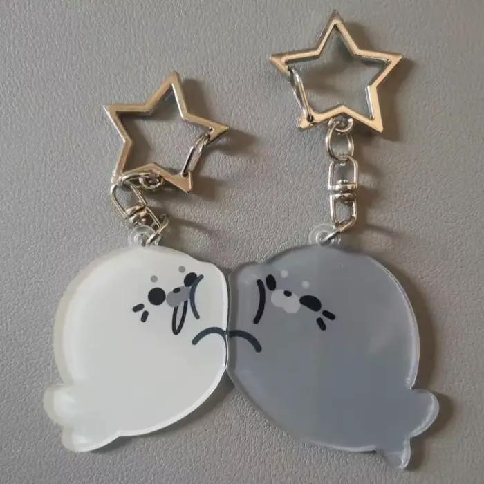 1 Paire de Porte-clés en Acrylique Créatifs et Mignons, Non Magnétiques, Motif Petit Phoque de Dessi