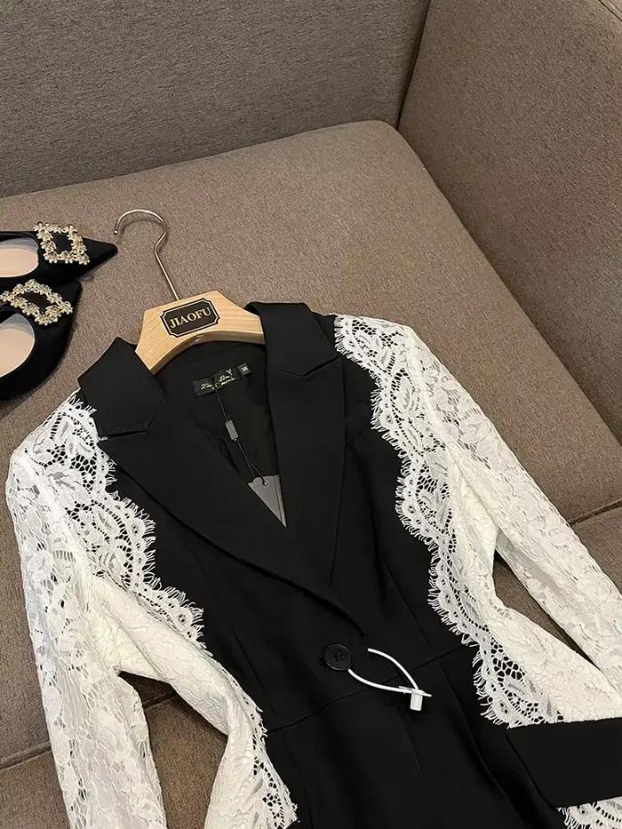 HIGH STREET 2026 Nouvelle veste de créateur tendance pour femme, blazer élégant à blocs de couleur e