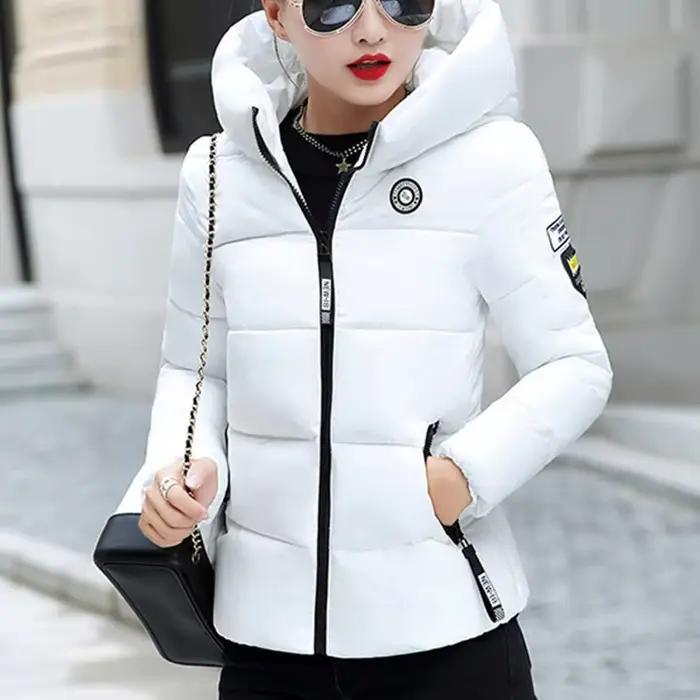 Parka d'hiver à capuche pour femme, manteau court épais et chaud, élégant, Slim, veste rembourrée en