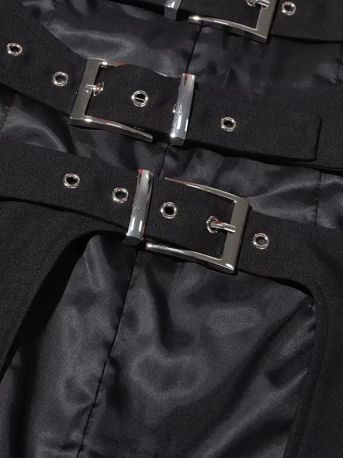 TWOTWurea-Manteau long évidé pour femme, vestes YLE sexy, ceinture épissée, revers à manches longues