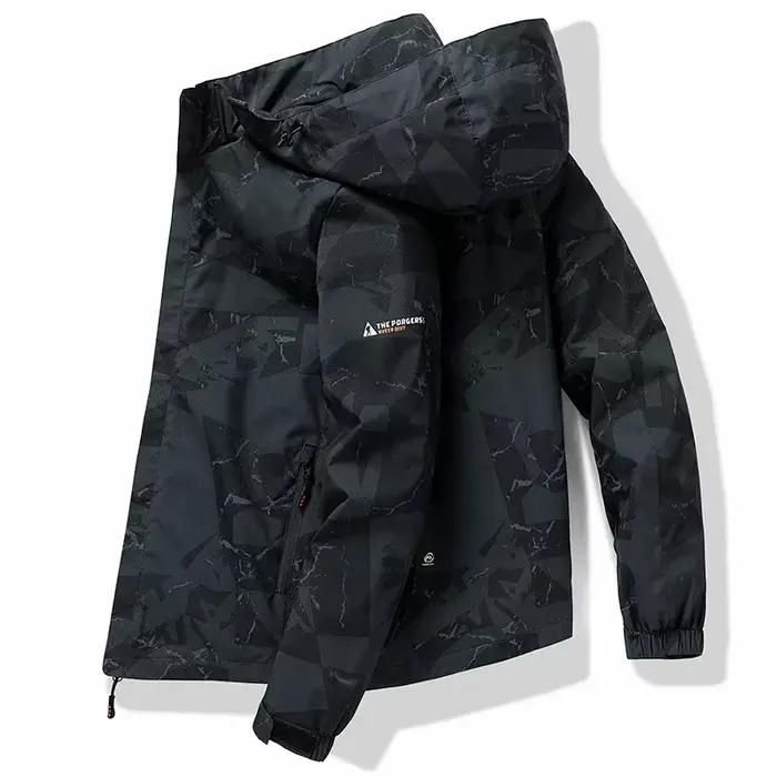 Veste de randonnée à capuche pour hommes, vestes bombardier d'extérieur, coupe-vent imperméable, pri