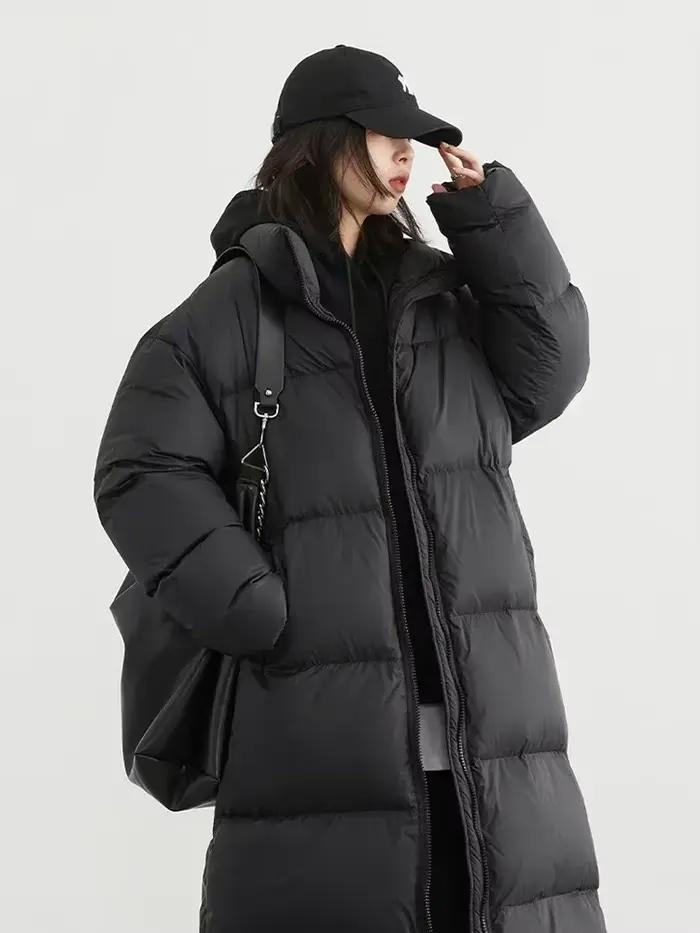 CHIC VEN-Doudoune Longue en Duvet de Canard Blanc pour Femme, Pardessus Chaud, Optique Décontractée,
