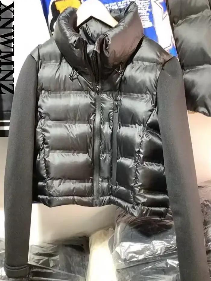 XNWMNZ 2023 femmes mode Patch rembourré veste femme imperméable col haut à manches longues ourlet ré