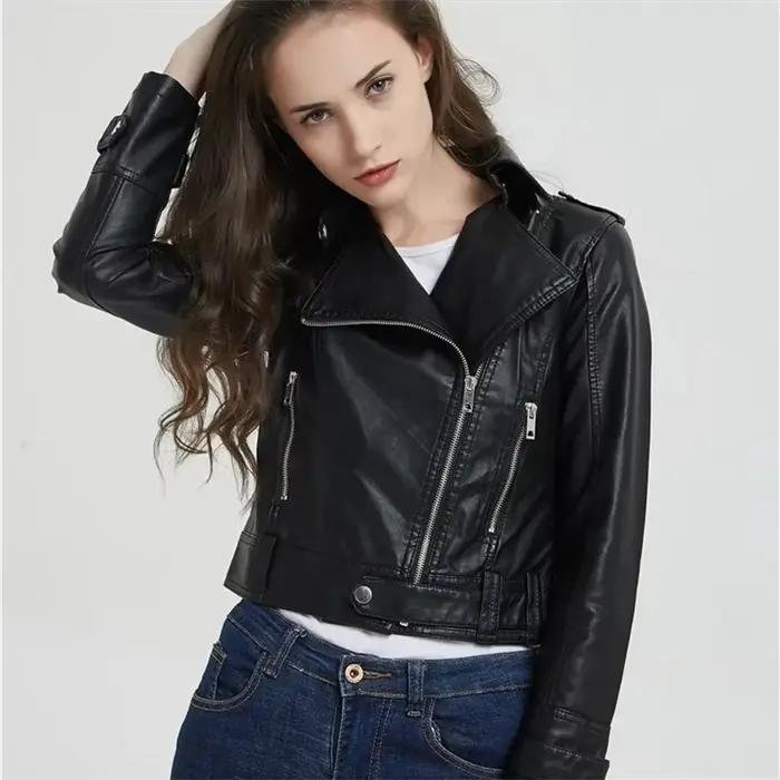 Veste de moto en cuir PU pour femme, manteau Slim et polyvalent, à la mode, nouvelle collection prin
