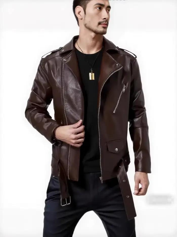 Veste de motard en cuir PU pour hommes, col décontracté, nouveau Style d'automne, manteau de moto, f