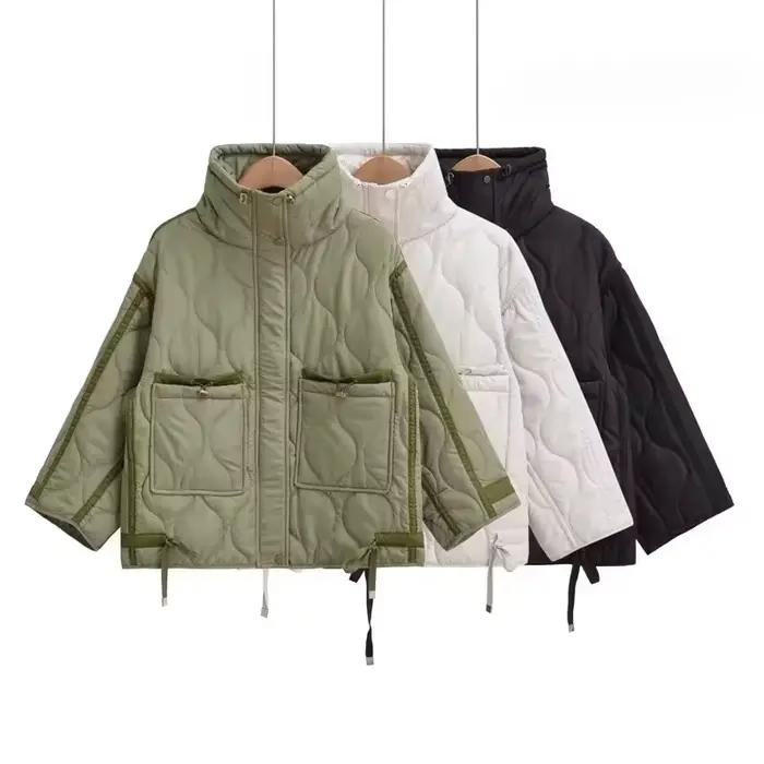 Parka rétro avec fermeture éclair pour femme, manteaux chauds de luxe de haute qualité, manteau et v