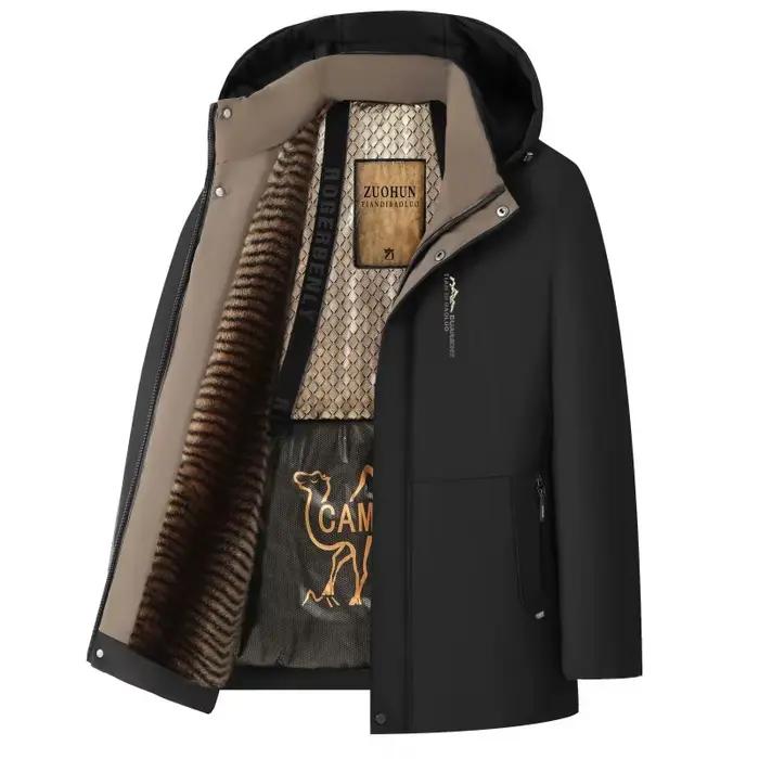 Veste Parka en molleton de chameau pour homme, coupe-vent, manteaux, doublure en peluche lourde, qua