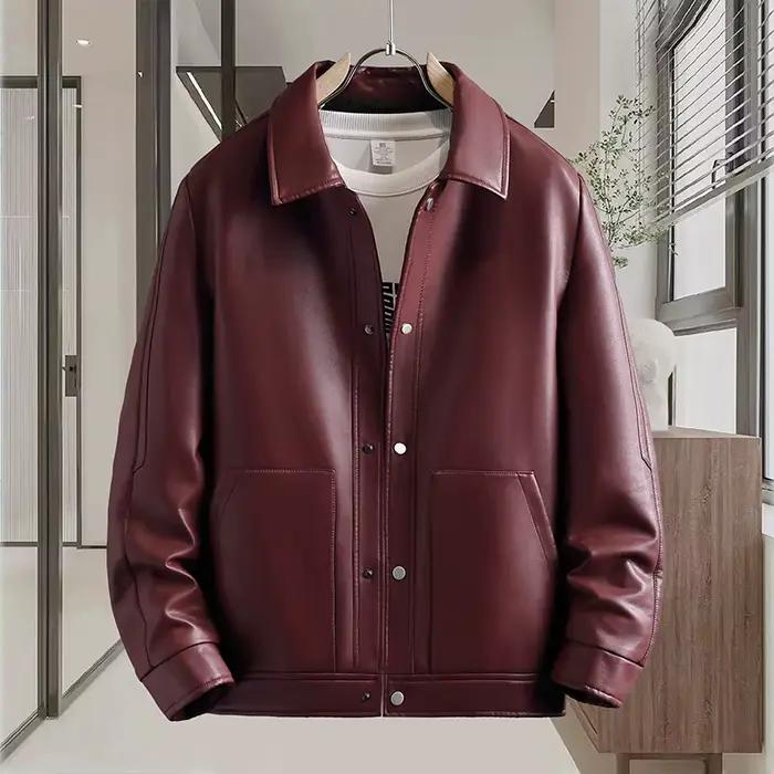 Cette veste d'automne à col montant de haute qualité la plus vendue est une veste en cuir décontract