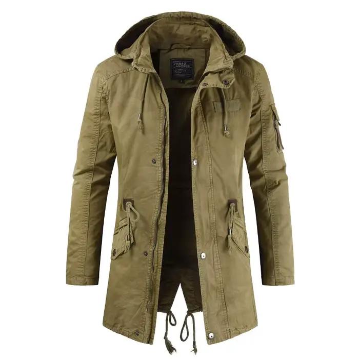 Parka à capuche chaude pour homme, coupe-vent en polaire, vêtements de travail, manteau tactique mil