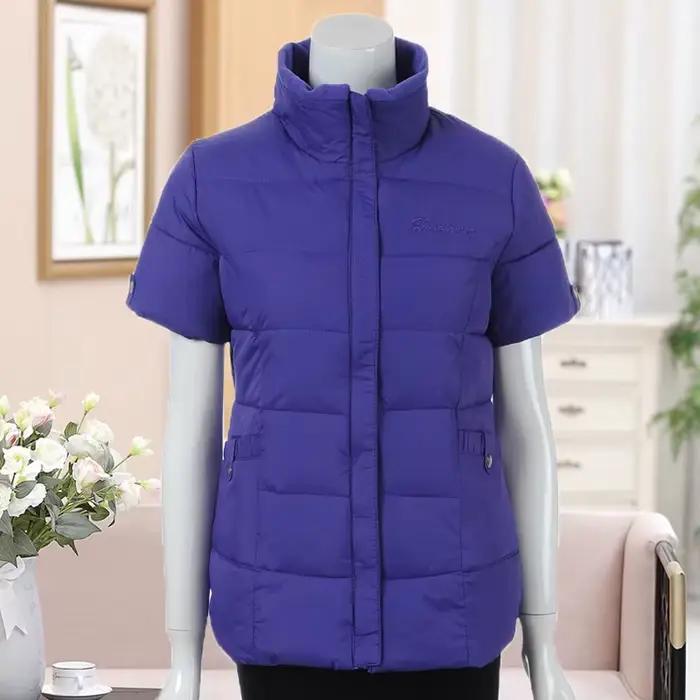 Gilet en duvet rembourré en coton pour femme, veste en émail, demi-manche, optique, chaud, décontrac