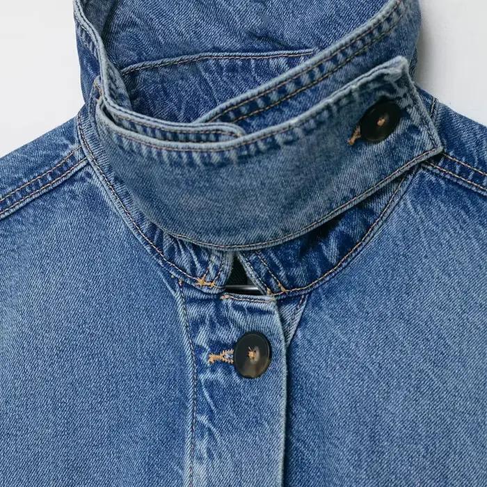 Vestes en jean décontractées à col montant et manches longues pour femme, nouvelle collection Printe