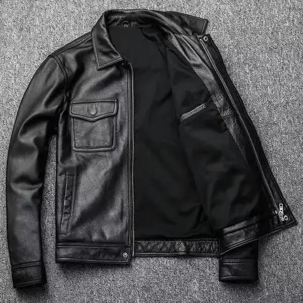Blouson en cuir véritable pour homme, style motard haut de gamme, nouvelle collection automne-hiver,