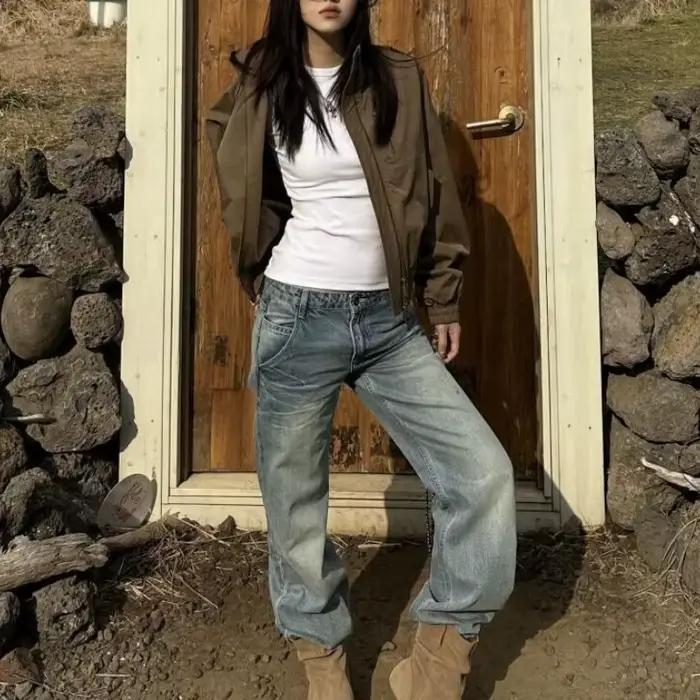 Veste kaki Vintage américaine pour femmes