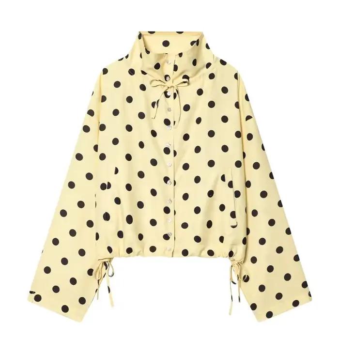 Veste décontractée ample à manches longues à pois pour femme