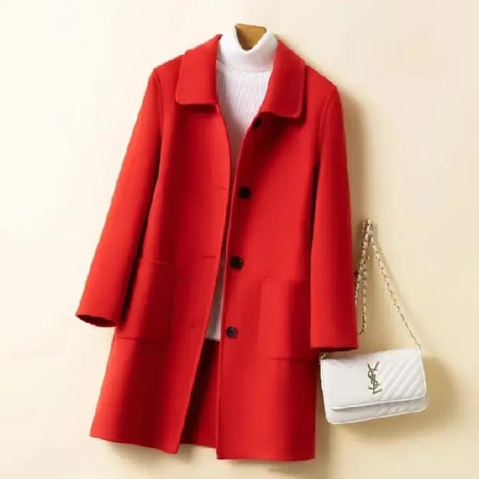 Manteau en laine confortable pour femme, Chic, polyvalent, couleur unie, extérieur quotidien, polaire thermique, nouvelle collection hiver 2024