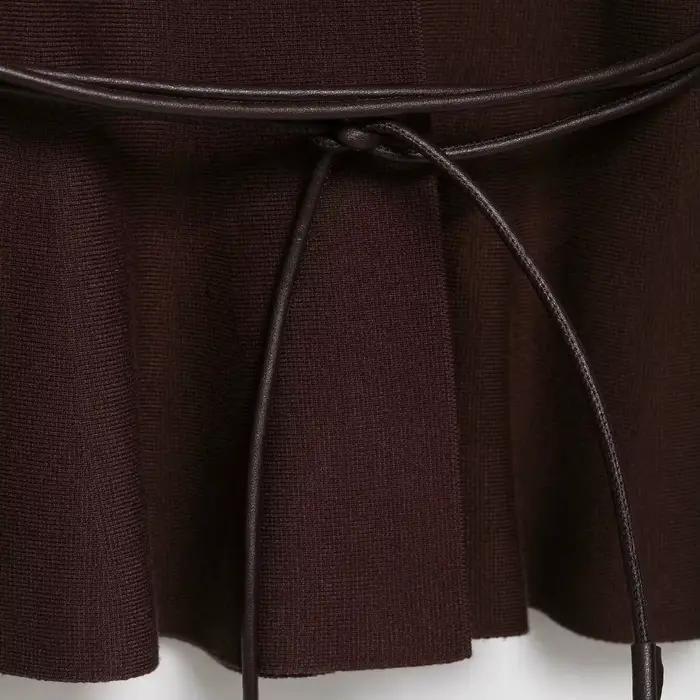 Manteau pull en tricot pour femme avec ceinture