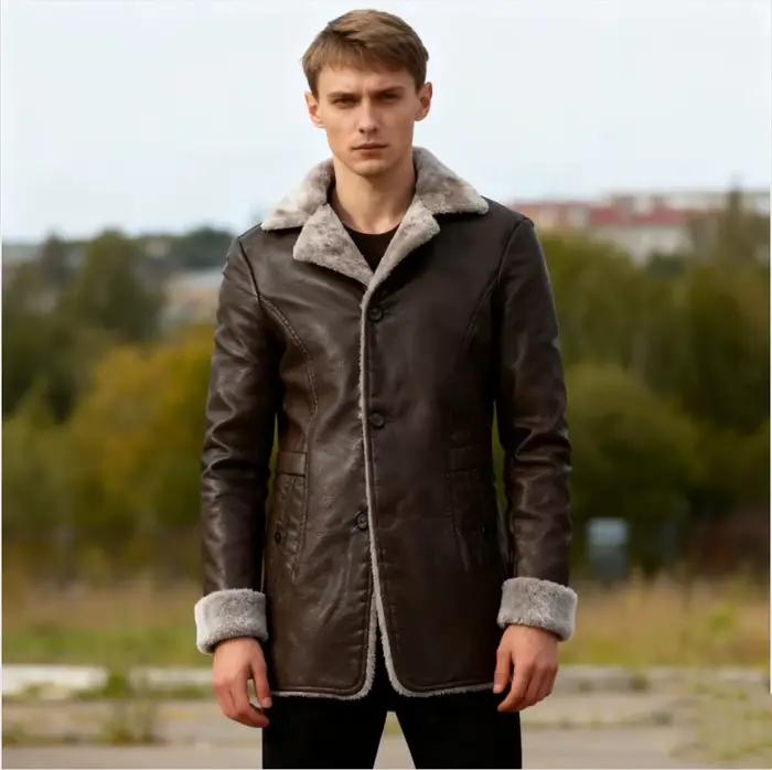 Manteau Long en cuir PU pour hommes