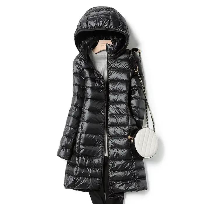 2025 9 couleurs grande taille 5xl 6XL 7XL femmes doudoune longue Ultra légère mince manteau décontracté