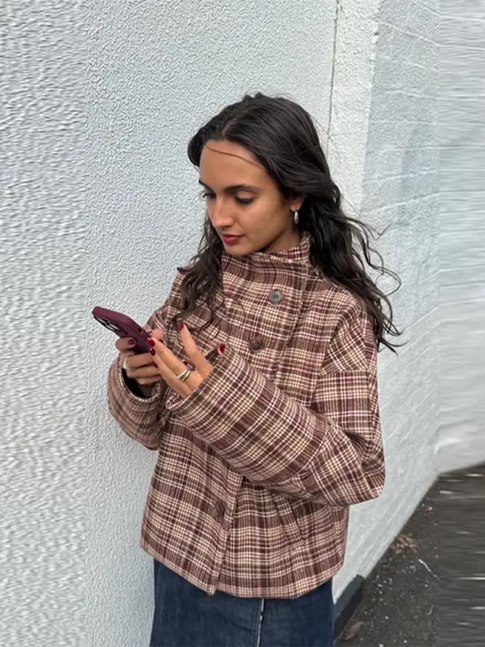 Veste à carreaux pour femmes