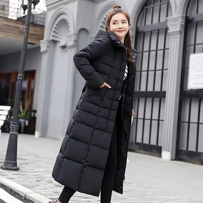 X-Long doudoune femmes décontracté épais chaud rembourré manteau hiver ample solide à capuche Parkas dame mode coréenne