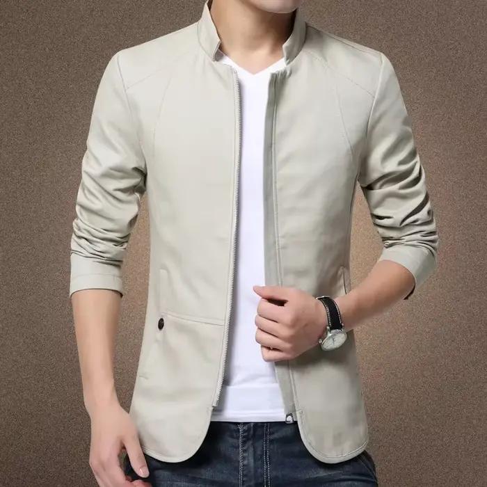 Veste Homme MRMT 2026 – Manteau Décontracté Slim en Coton Lavé avec Col