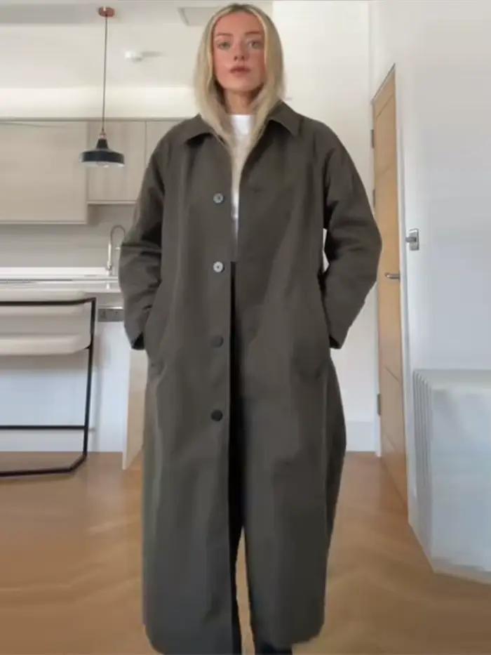 Manteau plaid double-face pour femmes avec col en fausse fourrure, boutonnage simple, coupe ample et manches longues pour automne et hiver