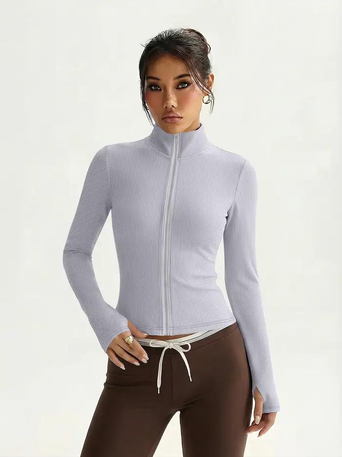 Veste polyvalente en tricot côtelé à fermeture éclair intégrale