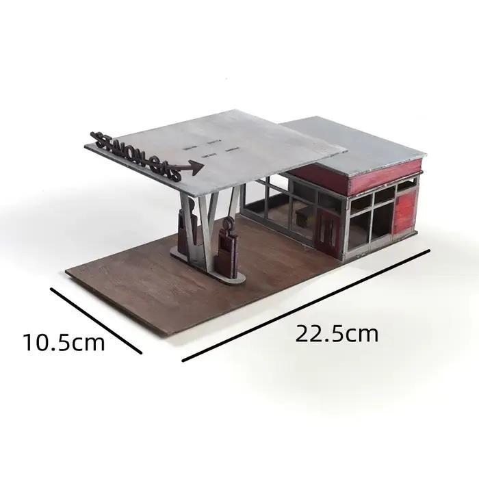 Bâtiments en bois à assembler 1/72, salle de commandement de la Seconde Guerre mondiale, barricades, ponts, entrepôt, gare, puzzle, jouets faits à la main pour modèles de scène