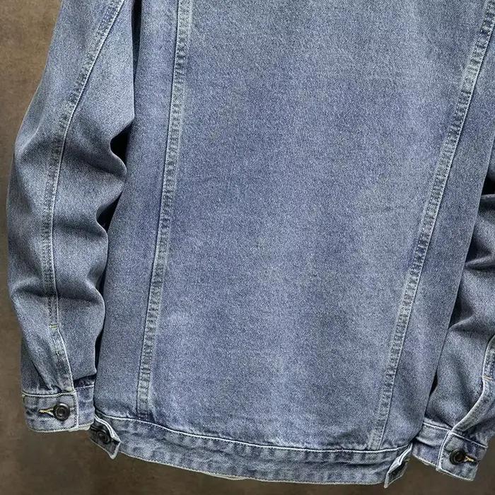 Veste en jean Vintage américaine élégante bleu/noir pour homme, vêtements de travail amples, haut d'automne et d'hiver