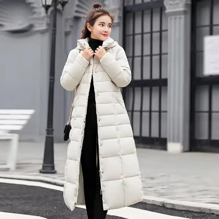 X-Long doudoune femmes décontracté épais chaud rembourré manteau hiver ample solide à capuche Parkas dame mode coréenne